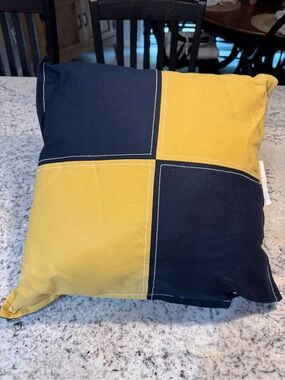Targets Home Essentials Navy and Yellow Block Accent Pillow NWOT